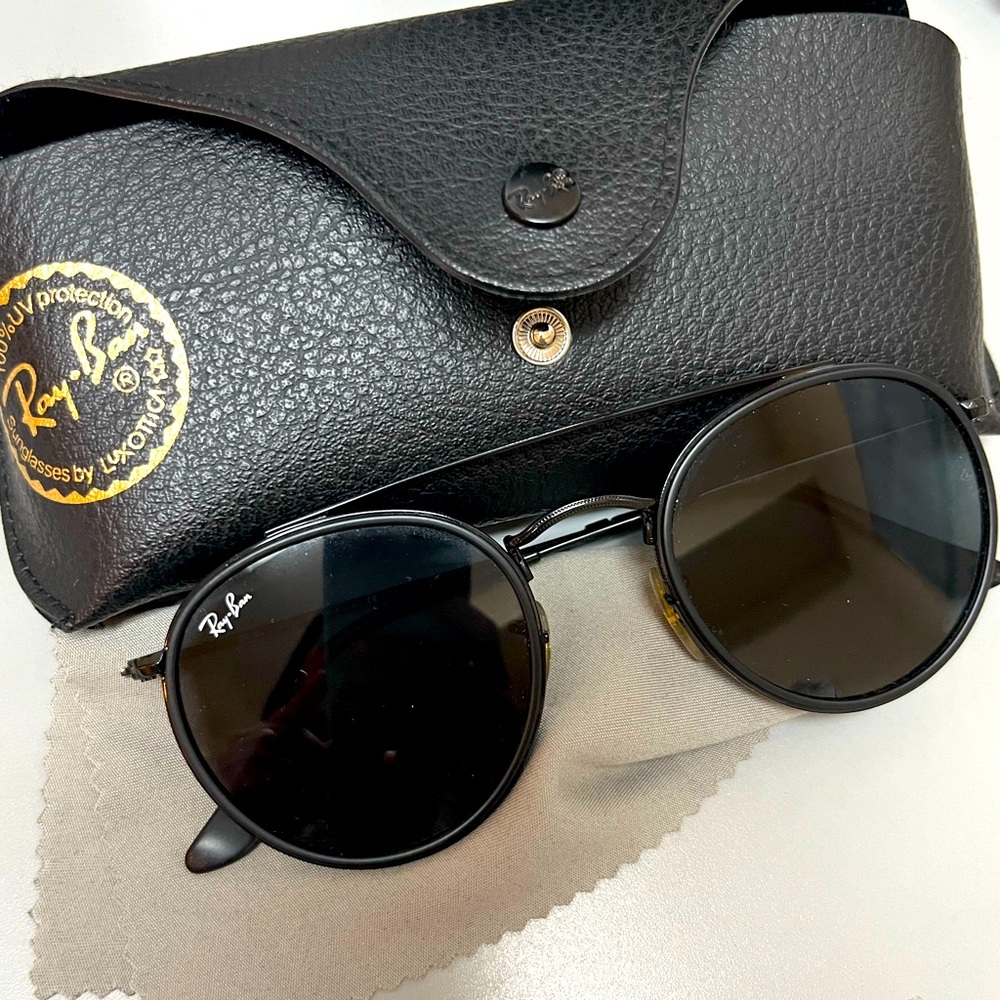 RAY BANS | BLACK ROUND DOUBLE BRIDGE